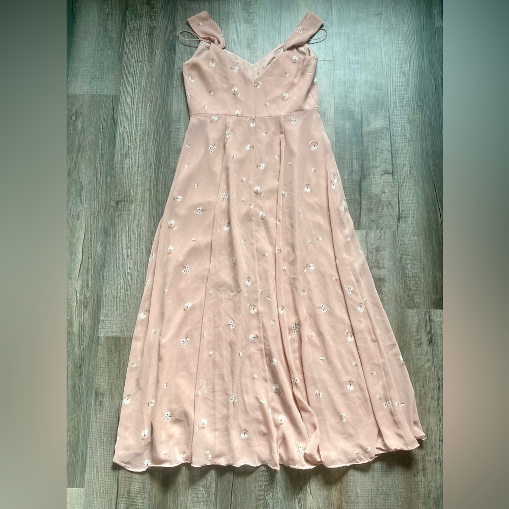 Jenny Yoo Priya Cold Shoulder Floral Chiffon Evening Dress 16 Blush Mauve Pink - Picture 10 of 11